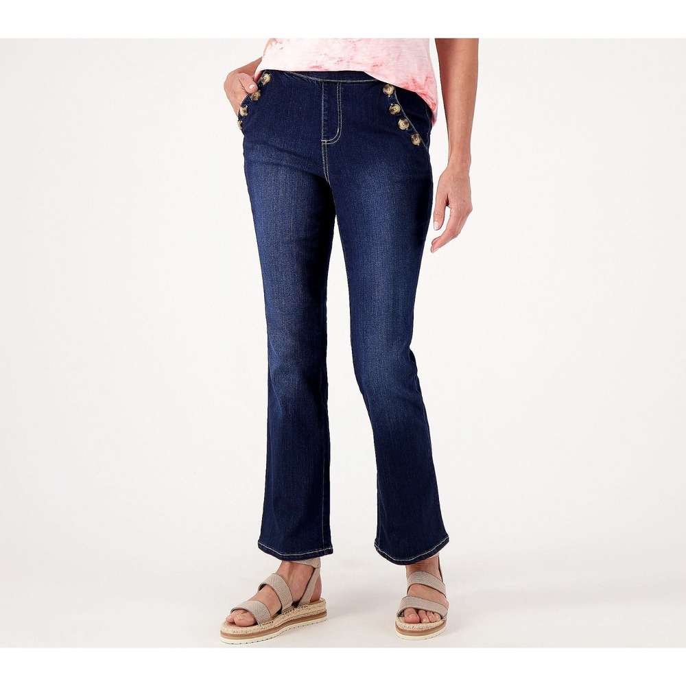 Belle by‎ Kim Gravel Petite TripleLuxe Denim Jeans Dark Blue 28WP